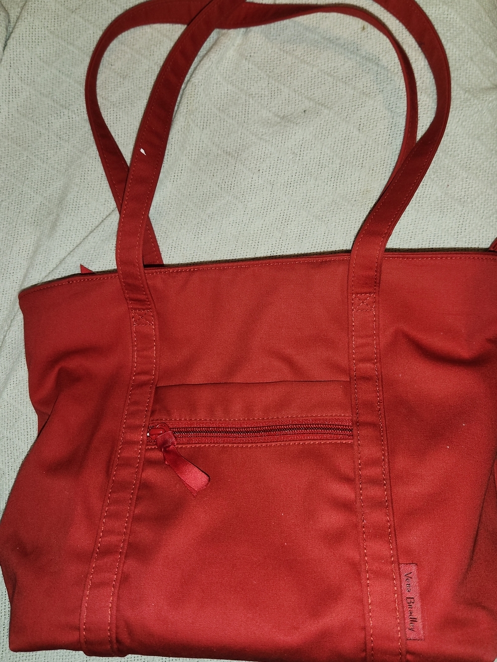 Vera Bradley Red Canvas Tote Bag with Front Pocket - Picture 2 of 5
